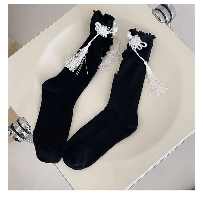 Frog-Button Cutout Socks