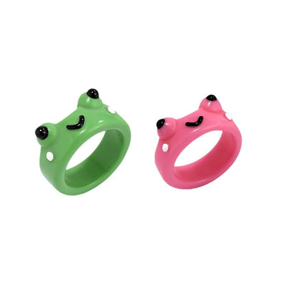 Frog Couple Rings Set - 2pcs/set / Green/pink - ring