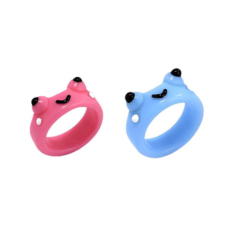 Frog Couple Rings Set - 2pcs/set / Pink/blue - ring