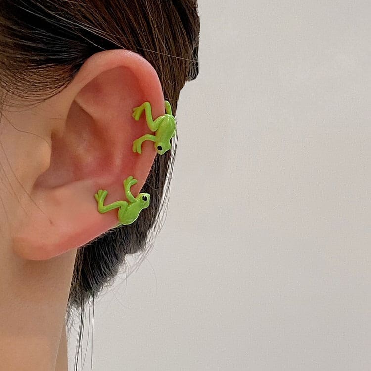 Frog Ear Clips 2pcs Set - Standart / Green/ 2 pcs - earrings