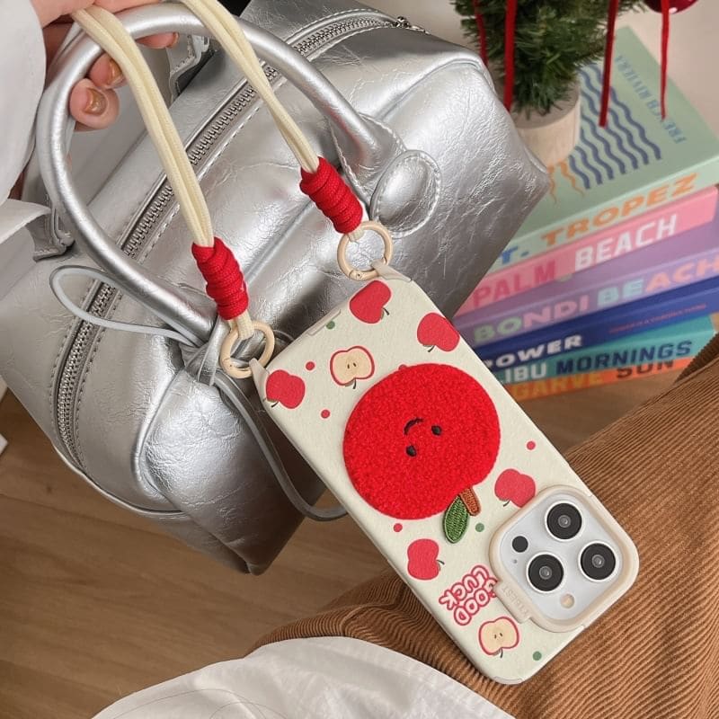 Fruit Embroidered Strap Phone Case - iPhone 16 Pro Max / 16