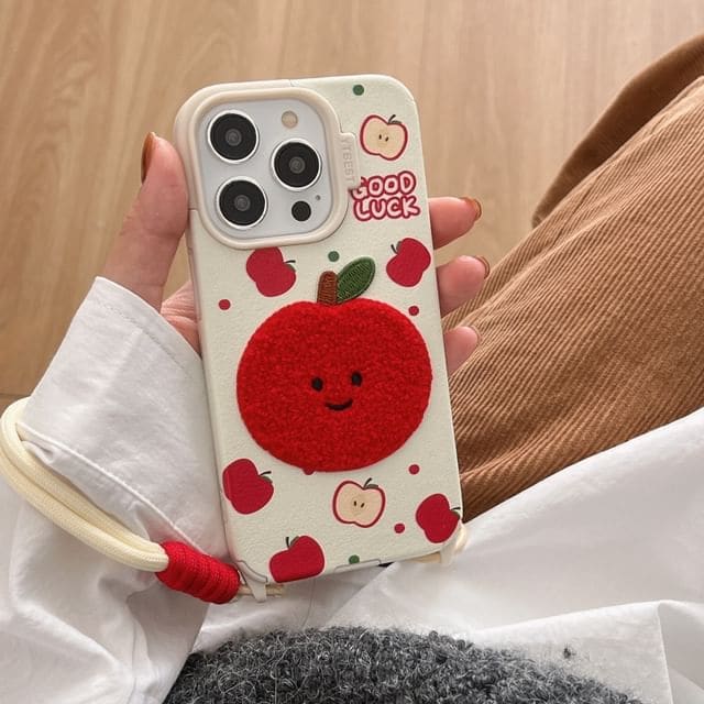 Fruit Embroidered Strap Phone Case - iPhone 16 Pro Max / 16