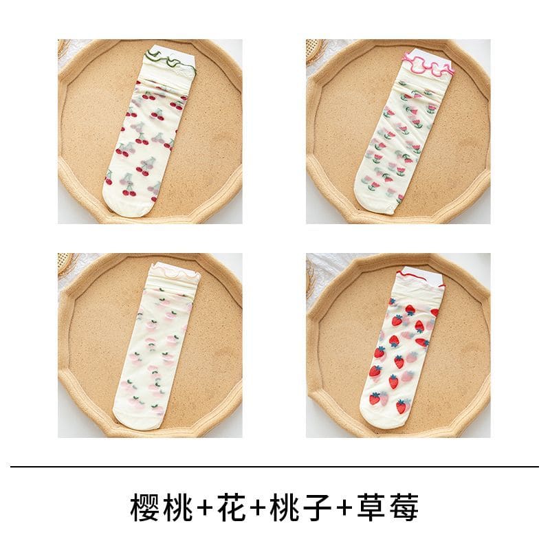 Fruit Print No Show Socks Set