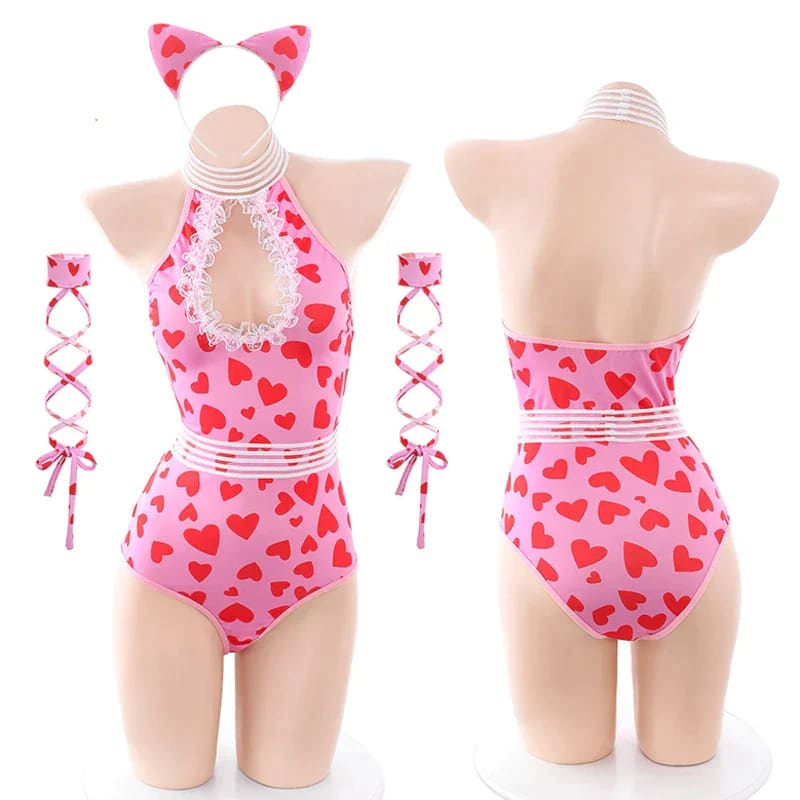 Full Of Hearts Kitty Set ON1472 - Pink / One Size