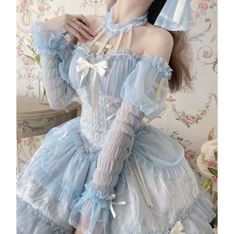 【Full Payment Reservation】Soft Gothic Cross Barbie Doll Halter Lolita Dress SP17397 - Harajuku Kawaii Fashion Anime Clothes Fashion Store - SpreePicky