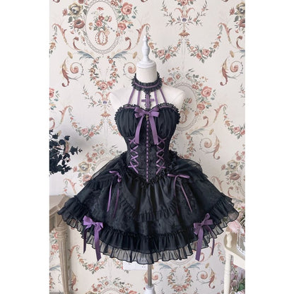 【Full Payment Reservation】Soft Gothic Cross Barbie Doll Halter Lolita Dress SP17397 - Harajuku Kawaii Fashion Anime Clothes Fashion Store - SpreePicky