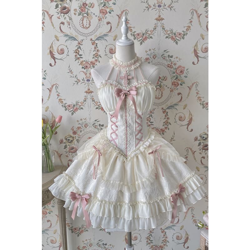 【Full Payment Reservation】Soft Gothic Cross Barbie Doll Halter Lolita Dress SP17397 - Harajuku Kawaii Fashion Anime Clothes Fashion Store - SpreePicky