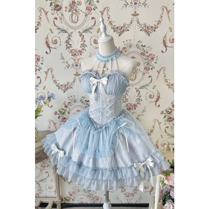 【Full Payment Reservation】Soft Gothic Cross Barbie Doll Halter Lolita Dress SP17397 - Harajuku Kawaii Fashion Anime Clothes Fashion Store - SpreePicky