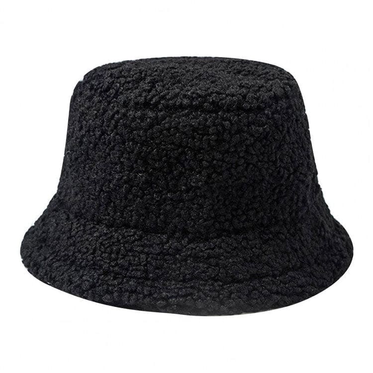 Furry Bucket Hat - Black - Hats
