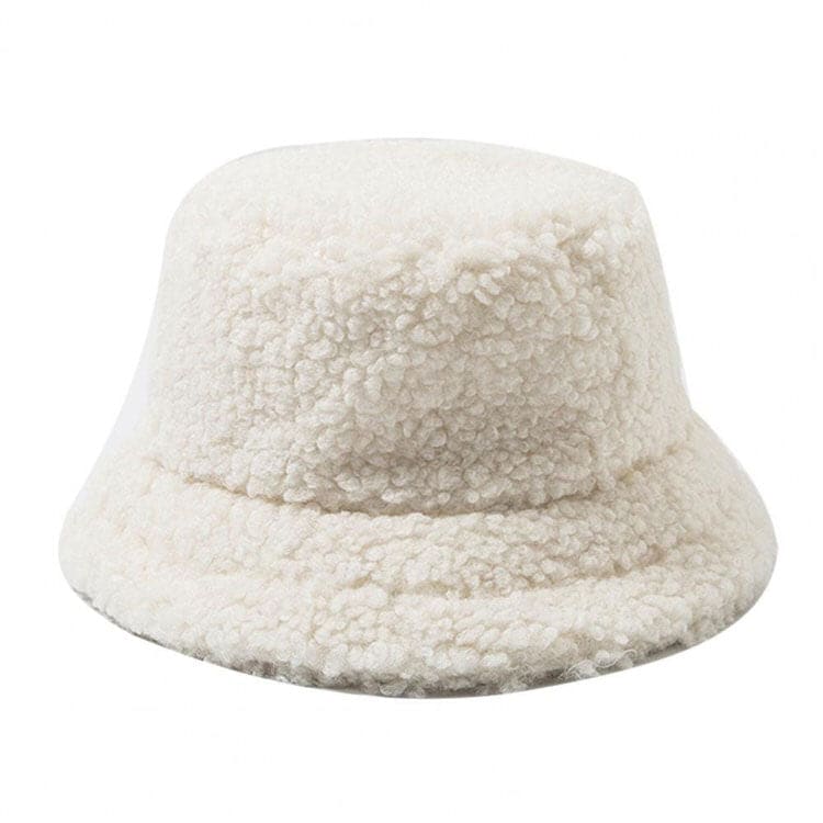 Furry Bucket Hat - White - Hats