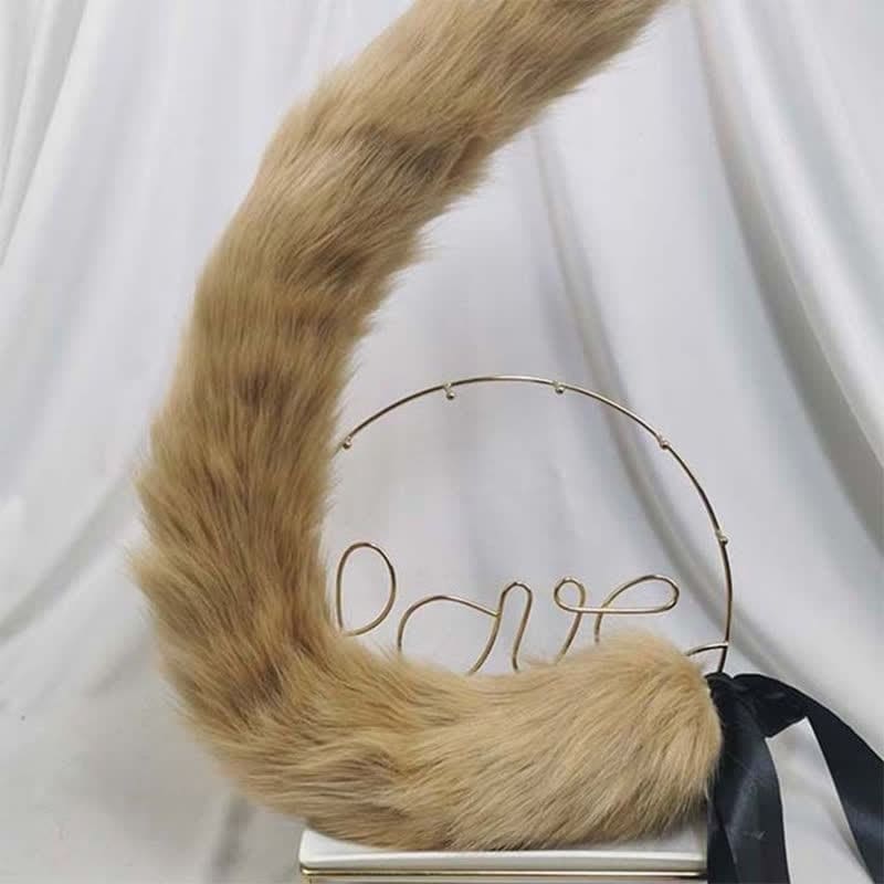 Furry Kitty Ears Tail Headband Accessory - Tail / One Size