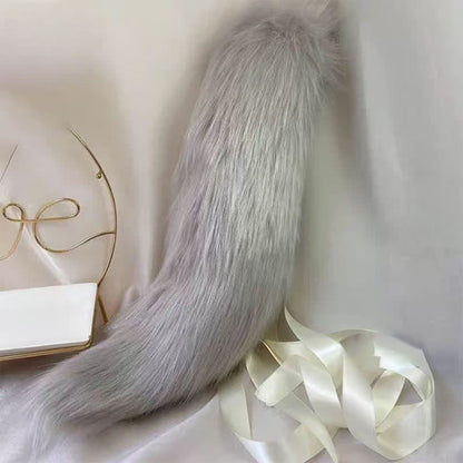 Furry Wolf Ears Tail Headband Accessory - Tail / One Size