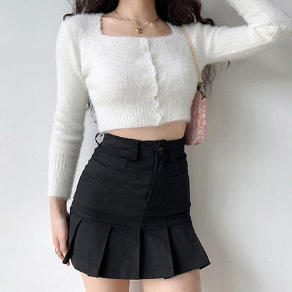 Fuzzy Cropped Cardigan - Cardigan