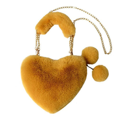 Fuzzy Heart Bag - Standart / Orange - Handbags