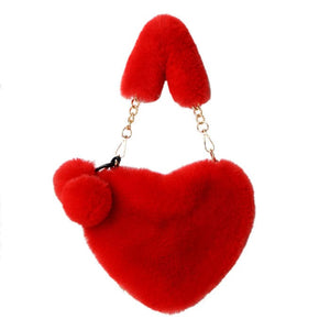 Fuzzy Heart Bag - Standart / Red - Handbags