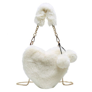 Fuzzy Heart Bag - Standart / White - Handbags