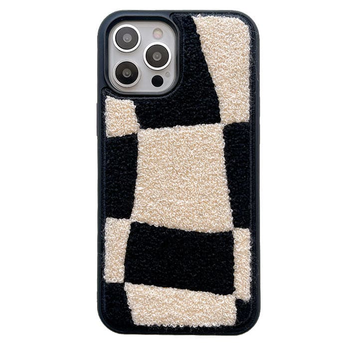 Fuzzy Plaid Teddy iPhone Case - IPhone Case