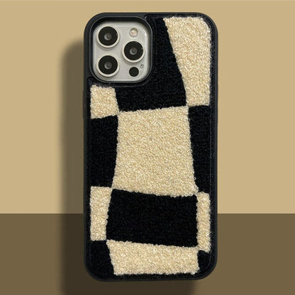 Fuzzy Plaid Teddy iPhone Case - IPhone Case