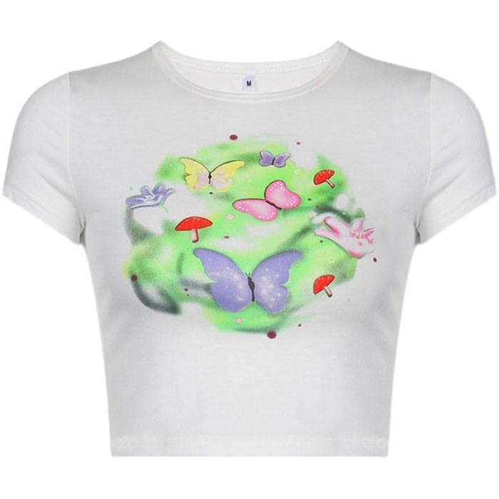 Garden Butterfly Crop Top - Tops