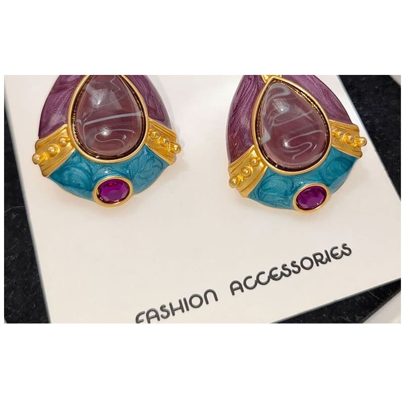 Gemstone Glazed Stud Earring