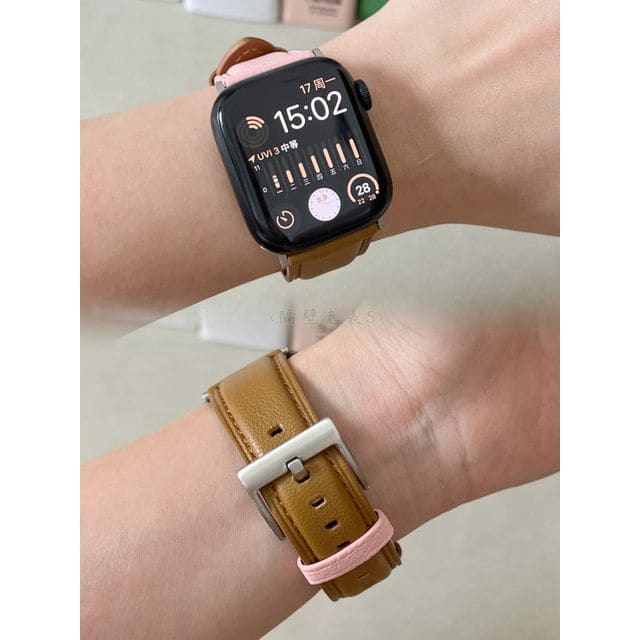 Genuine Leather Apple Watch Band - Pink & Brown / iWatch 1