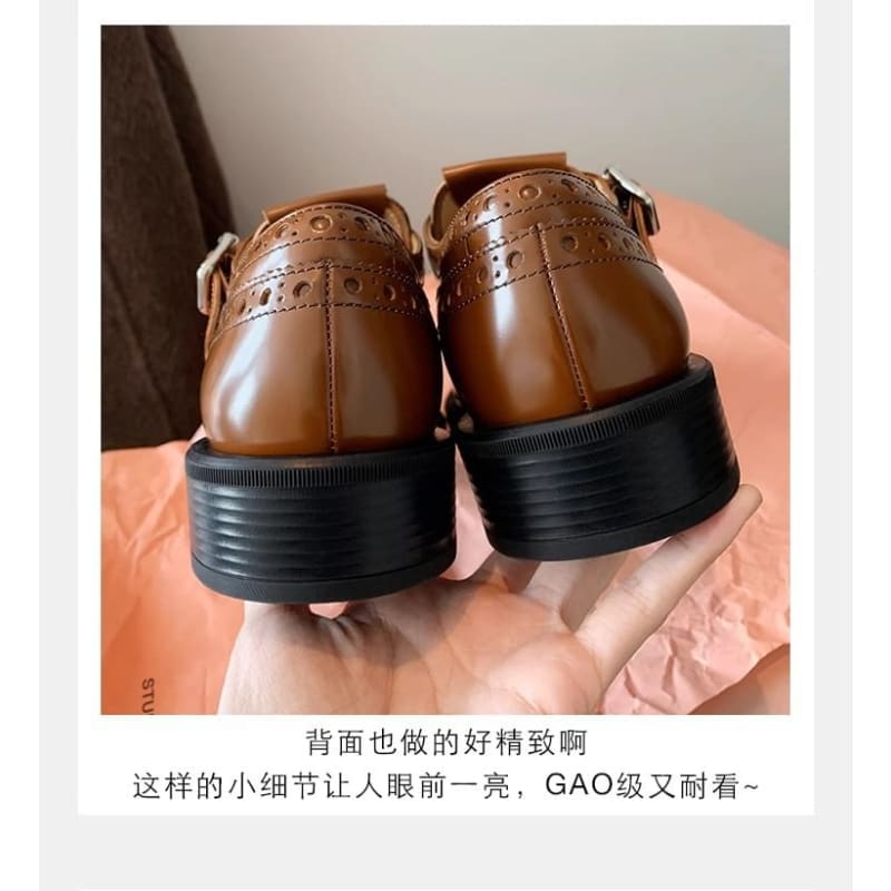 Genuine Leather Buckled Monk Strap Shoes