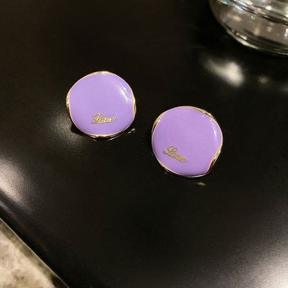 Geometric Alloy Earring - 01 - 1 Pair - Purple / One Size