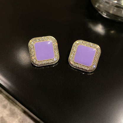 Geometric Alloy Earring - 04 - 1 Pair - Purple / One Size