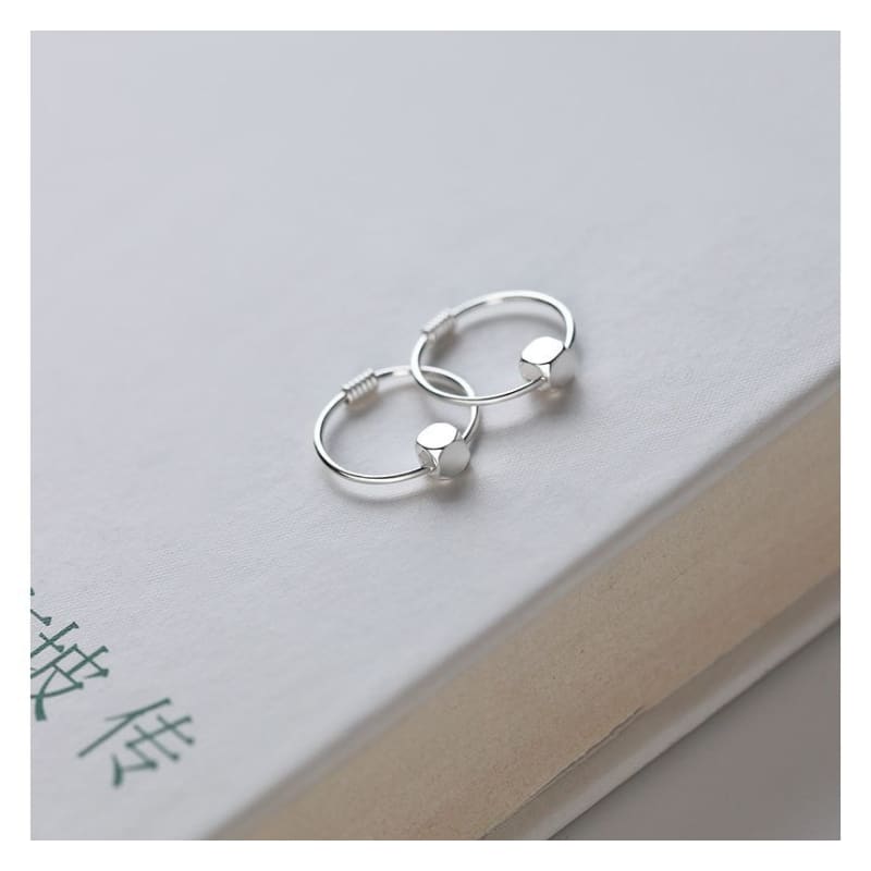 Geometric Alloy Hoop Earring - EH1540 - 1 Pair - Three