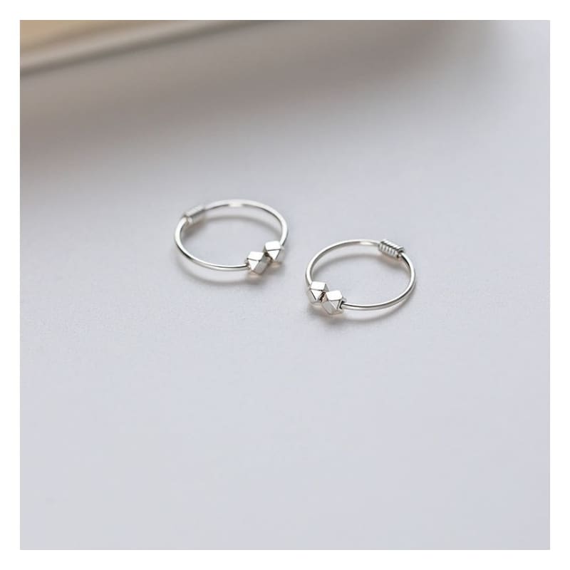 Geometric Alloy Hoop Earring - EH1540 - 1 Pair - Three