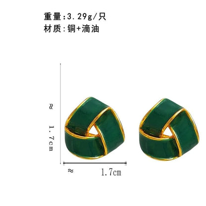 Geometric Glaze Ear Stud - 1 Pair - S925 Silver Stud