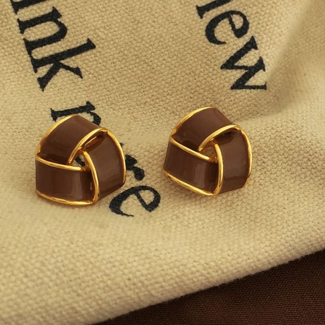 Geometric Glaze Ear Stud - 1 Pair - S925 Silver Stud