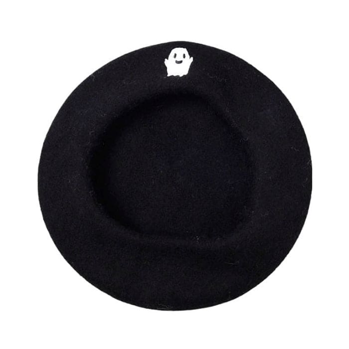 Ghost Embroidered Beret - Hats