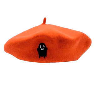 Ghost Embroidered Beret - Standart / Orange - Hats