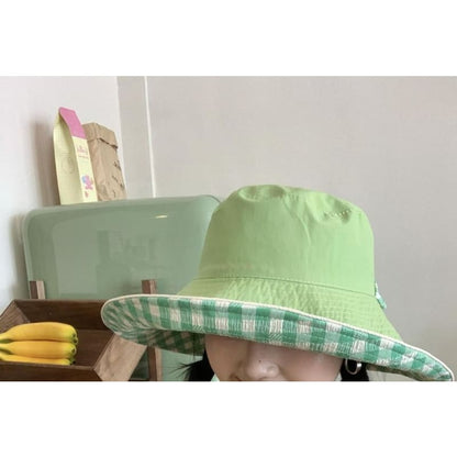 Gingham Bucket Hat With Chin Strap