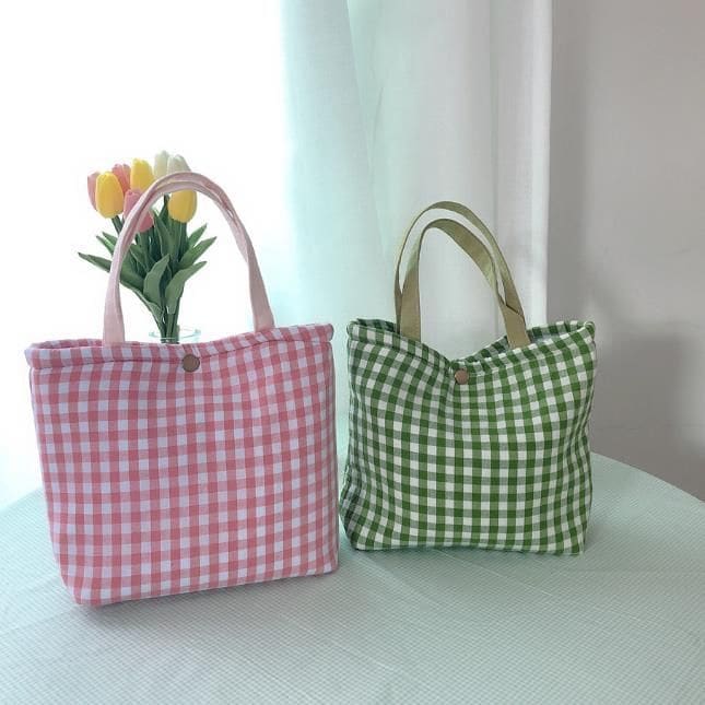 Gingham Canvas Lunch Bag