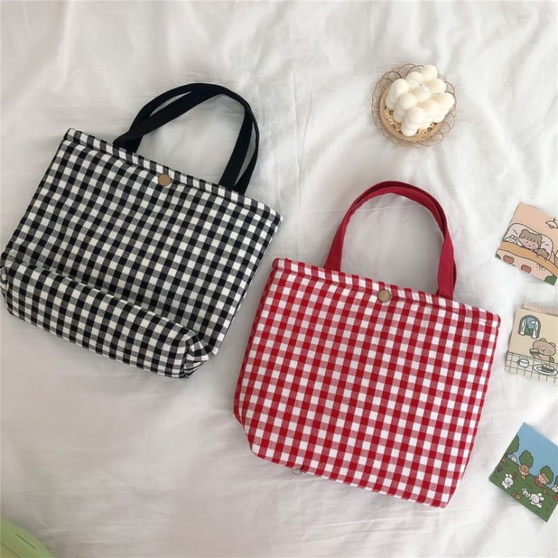 Gingham Canvas Lunch Bag