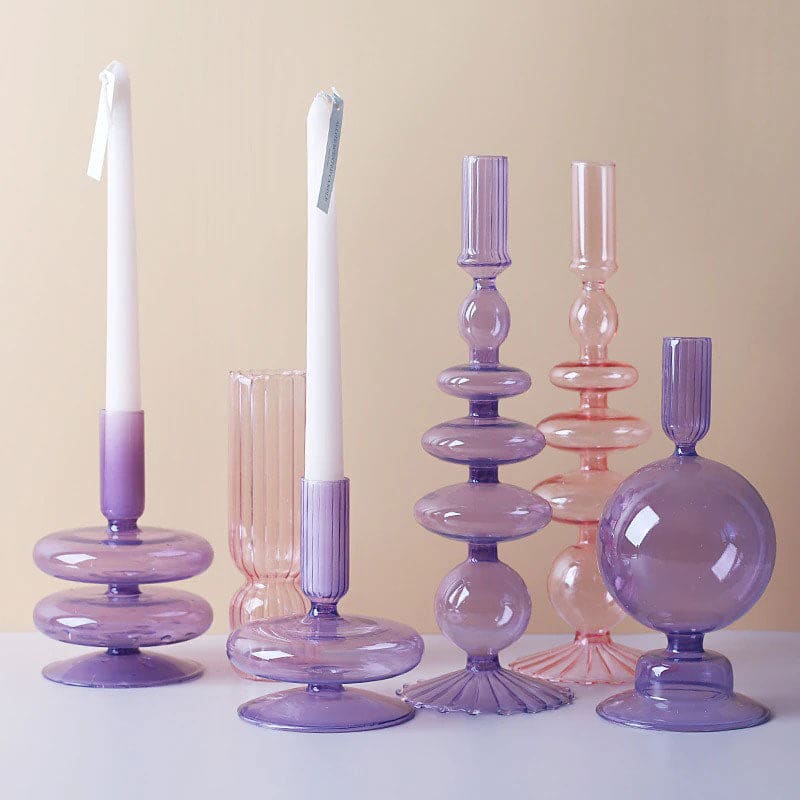 Glass Candle Holder - Standart / Purple