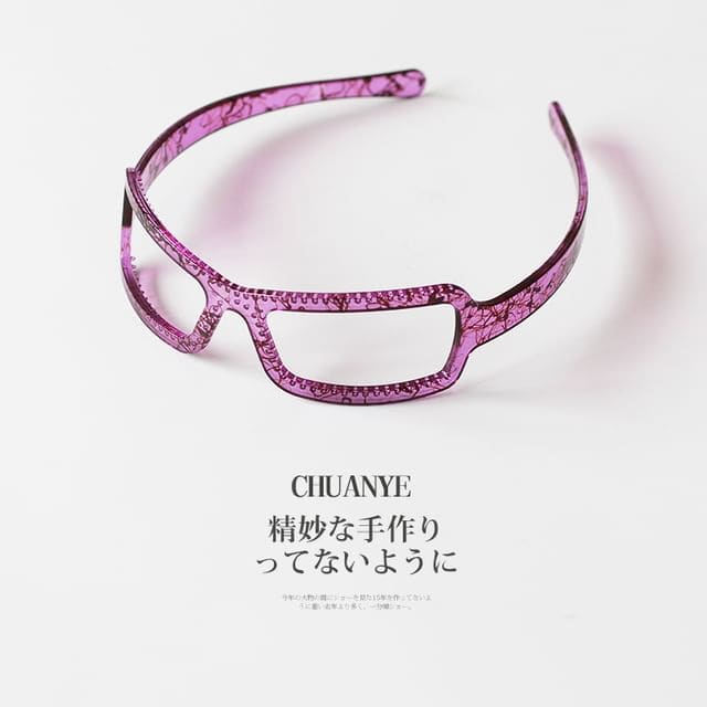 Glasses Shape Headband - 02 - Print - Purple / One Size