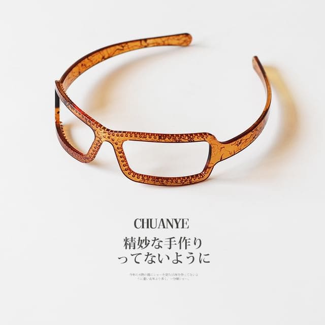 Glasses Shape Headband - 03 - Print - Brown / One Size