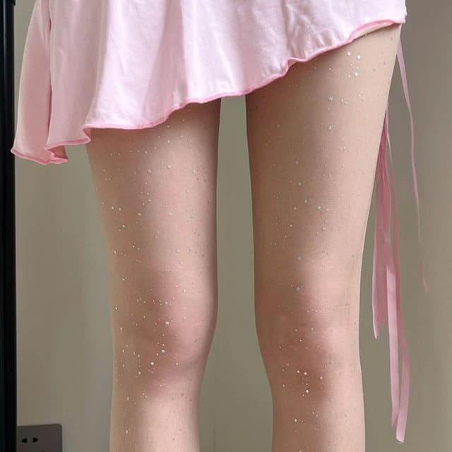 Glitter Pantyhose / Slouch Socks - Pantyhose - Nude