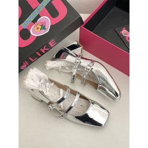 Glitter Silver Lolita Heels - Mary Jane platform shoes
