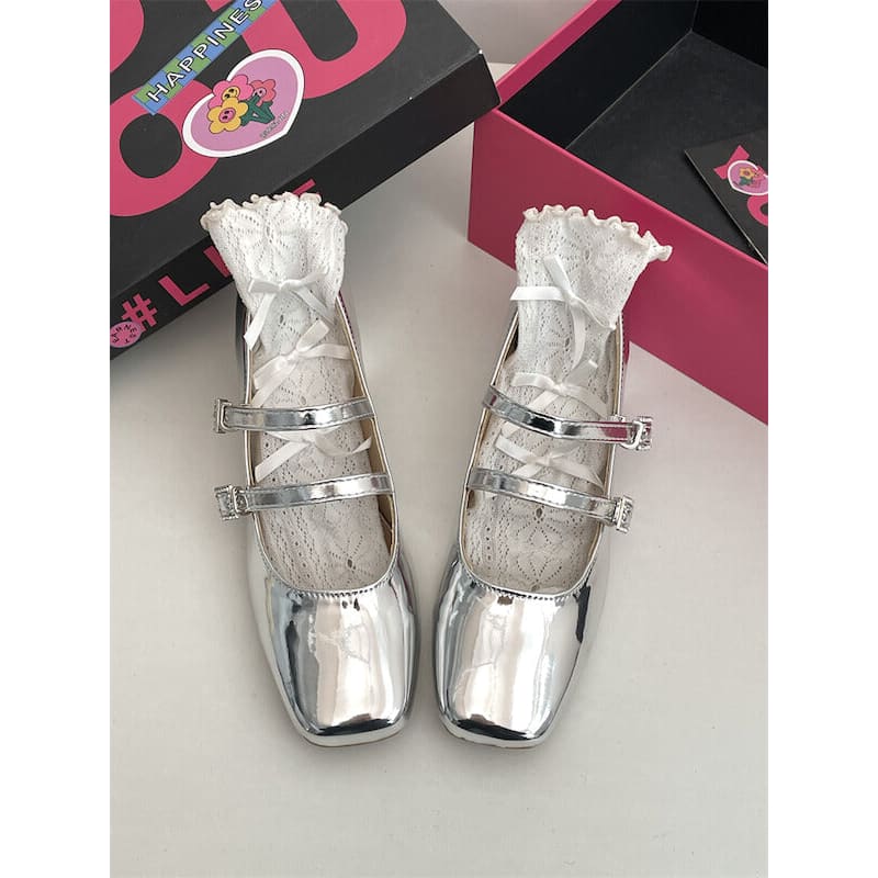 Glitter Silver Lolita Heels - Mary Jane platform shoes