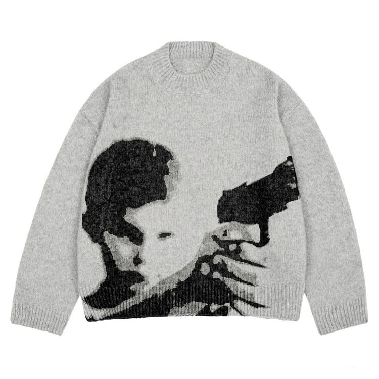 Got the Gun Grey Sweater - M / Grey - Sweater