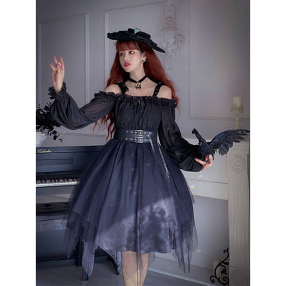 Gothic Black/Wine Lolita Dress SP17562 - Harajuku Kawaii Fashion Anime Clothes Fashion Store - SpreePicky