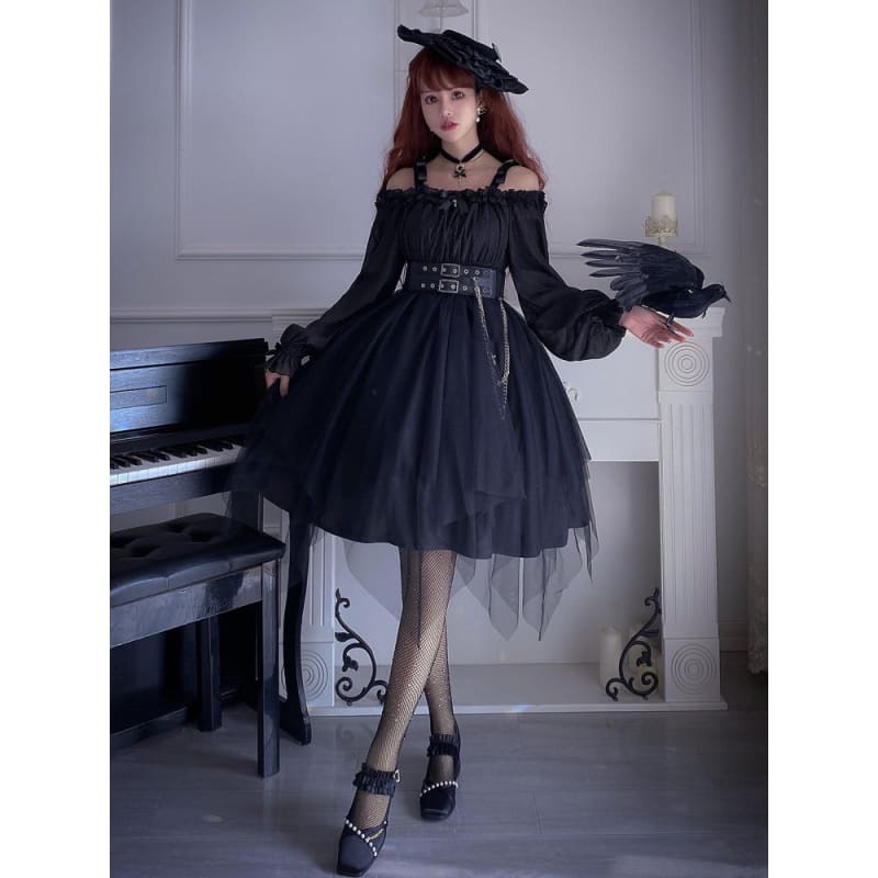 Gothic Black/Wine Lolita Dress SP17562 - Harajuku Kawaii Fashion Anime Clothes Fashion Store - SpreePicky