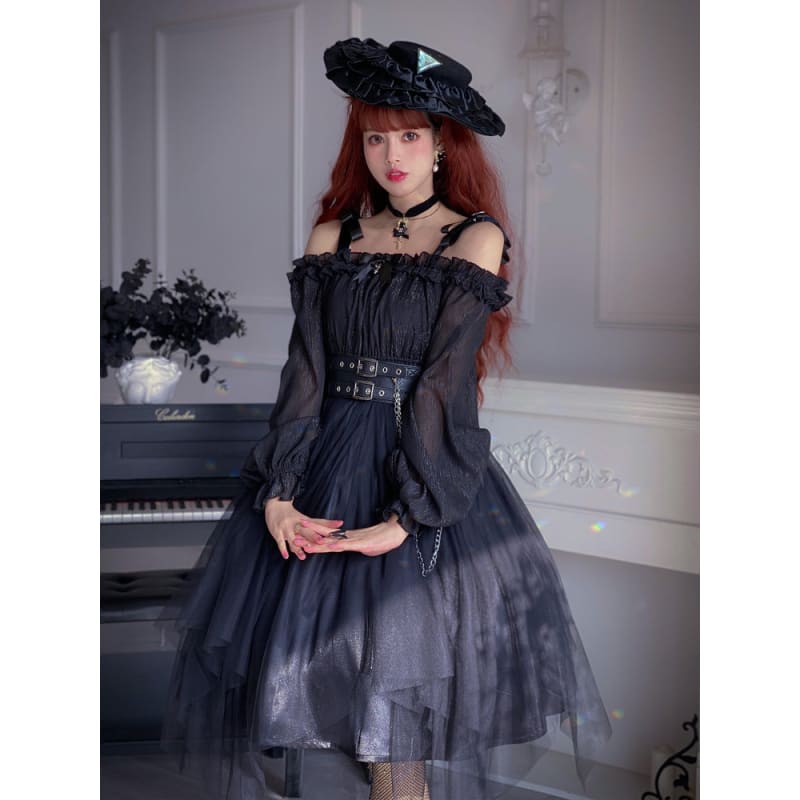 Gothic Black/Wine Lolita Dress SP17562 - Harajuku Kawaii Fashion Anime Clothes Fashion Store - SpreePicky