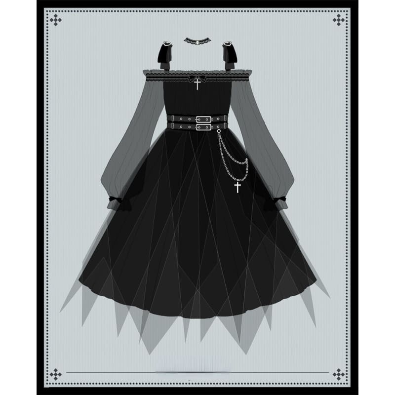 Gothic Black/Wine Lolita Dress SP17562 - Harajuku Kawaii Fashion Anime Clothes Fashion Store - SpreePicky