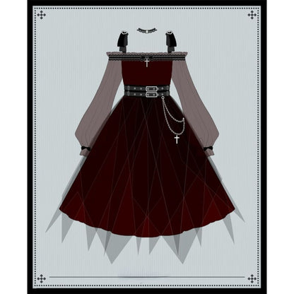 Gothic Black/Wine Lolita Dress SP17562 - Harajuku Kawaii Fashion Anime Clothes Fashion Store - SpreePicky