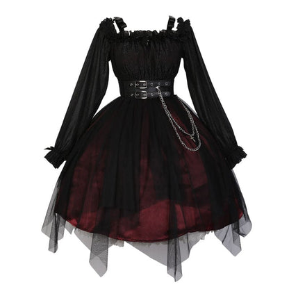 Gothic Black/Wine Lolita Dress SP17562 - Harajuku Kawaii Fashion Anime Clothes Fashion Store - SpreePicky